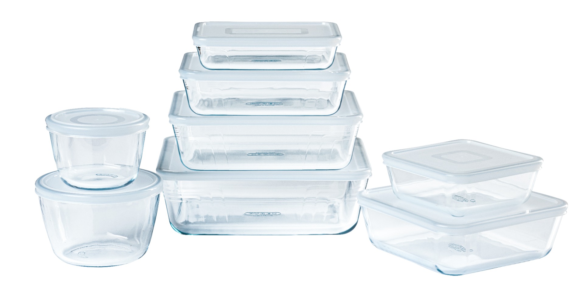 Pyrex cook & Freez set van 8 bewaarschalen 