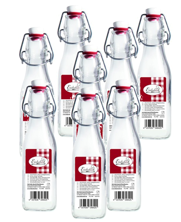 Einkochwelt - 12 flessen - 250 ml - vierkant - met beugelsluiting - per pallet - 84 dozen 