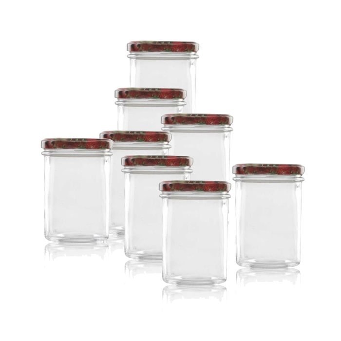 Marmeladenglas 230 ml mit Obstdekor deckel Ø 66 mm (6 Stück x 147 sets)