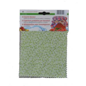 Jampotdoekjes / confituurdoekjes groen met witte bloemen (6 stuks) 