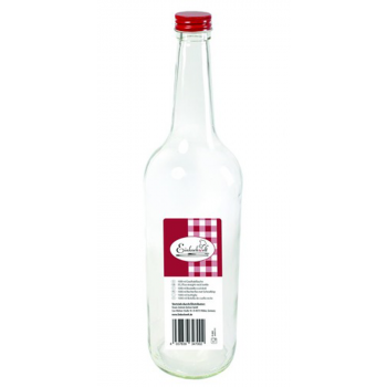 Fles rond 1 liter - met schroefdop rood 