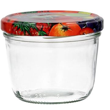 Marmeladenglas 230 ml mit Obstdekor deckel Ø 82 mm (6 Stück) 
