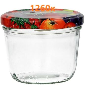 Marmeladenglas 230 ml mit Obstdekor deckel Ø 82 mm (6 Stück x 210 sets) 