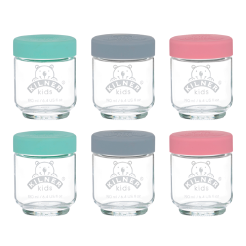 Kilner glazen babyvoeding  potjes met silicone deksel - 190 ml (6 stuks) 