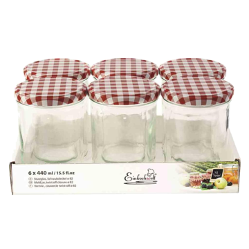 bocal à confiture couvercle Twist Off 440 ml (6 pièces) 