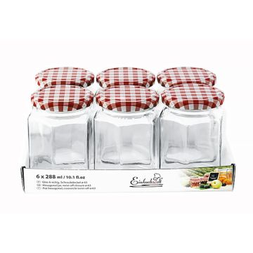 Marmeladenglas 288 ml mit deckel rot-weiß Ø 63 mm (6 Stück) 