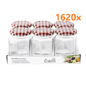 Marmeladenglas 191 ml mit deckel rot-weiß Ø 58 mm (6  Stück x 270 sets) 
