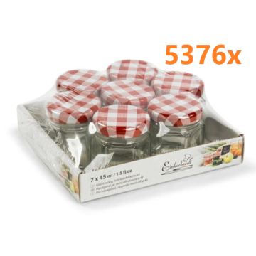 Marmeladenglas 45 ml mit deckel rot-weiß Ø 43 mm (7 Stück x 768 sets) 