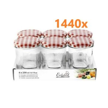 Marmeladenglas 230 ml mit deckel rot-weiß Ø 66 mm (6 Stück x 240 sets) 