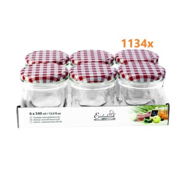 Marmeladenglas 340 ml mit deckel rot-weiß Ø 82 mm (6 Stück x 189 sets) 