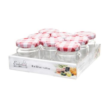 Marmeladenglas 53 ml mit deckel rot-weiß Ø 43 mm (8 Stück) 