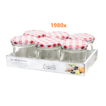 Marmeladenglas 167 ml mit deckel rot-weiß Ø 66 mm (6 Stück x 330 sets) 