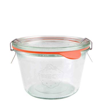 WECK Stortglas 370 ml - Ø 100 mm - met glasdeksel inmaakringen weckklemmen (4 stuks) 