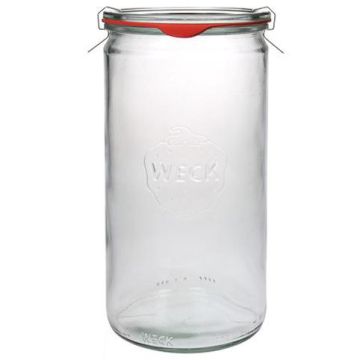 WECK cylinder model 1575 ml - Ø 100 mm - met glasdeksel inmaakringen weckklemmen (4 stuks) 