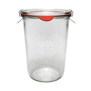 WECK Stortglas 850 ml - Ø 100 mm - met glasdeksel  inmaakringen weckklemmen (4 stuks) 