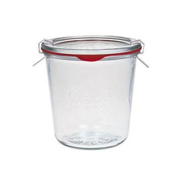 WECK Stortglas 580 ml - Ø 100 mm - met glasdeksel inmaakringen weckklemmen (4 stuks) 