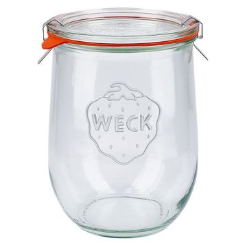 WECK Tulpenglas 1062 ml - mit Einkochringe Einweck klammern (4 Stück) 