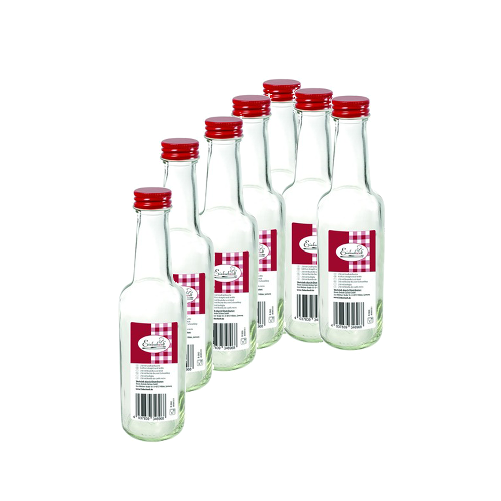 Einkochwelt - doos 12 flessen - rond - 250 ml - schroefdop rood - per pallet - 84 dozen |